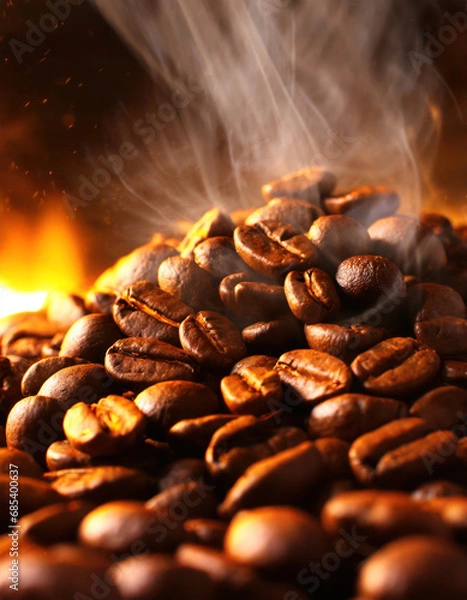 Obraz fresh aromatic coffee beans being roasted generative