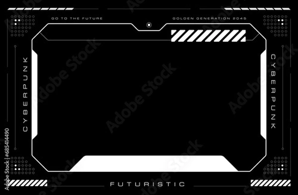 Fototapeta Futuristic frame streaming vector illustration. Live stream interface overlay frames for gamer broadcast.