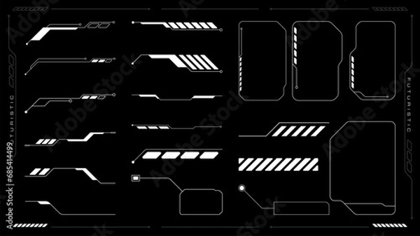 Obraz Sci-fi futuristic hud dashboard display virtual reality technology screen. Set cyberpunk tech element vector illustration.