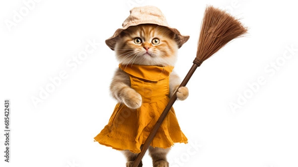 Fototapeta A cat cleaning Generative AI