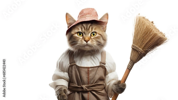 Fototapeta A cat cleaning Generative AI