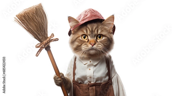 Obraz A cat cleaning Generative AI