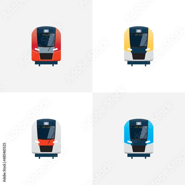 Obraz Modern commuter train. Front view. Vector icon