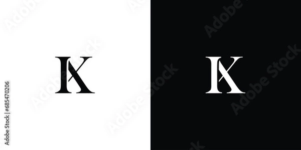 Fototapeta Abstract Alphabet IX or XI monogram logo in black and white color