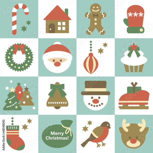 Fototapeta Seamless pattern of christmas elements