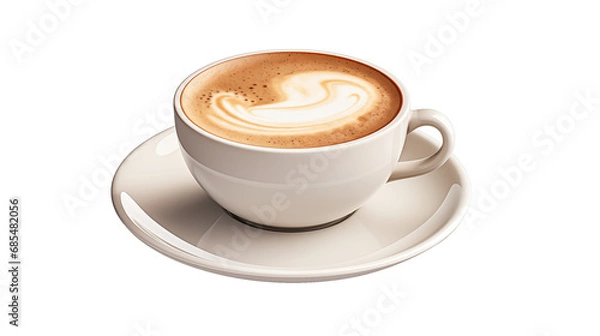 Fototapeta Generate an image of a cozy cup of coffee on a clean white background