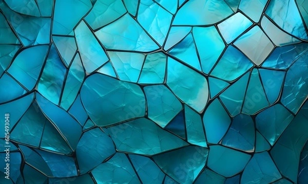 Fototapeta Beautiful turquoise glass tile pattern, Generative AI