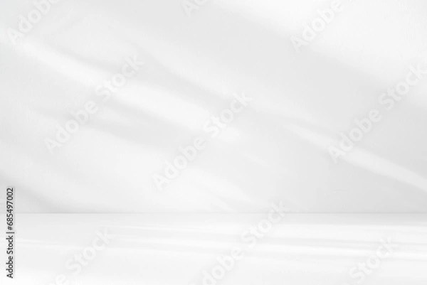 Obraz Wall interior background, studio and backdrops show products.with shadow from window color white and grey. background for text insertion and presentation product