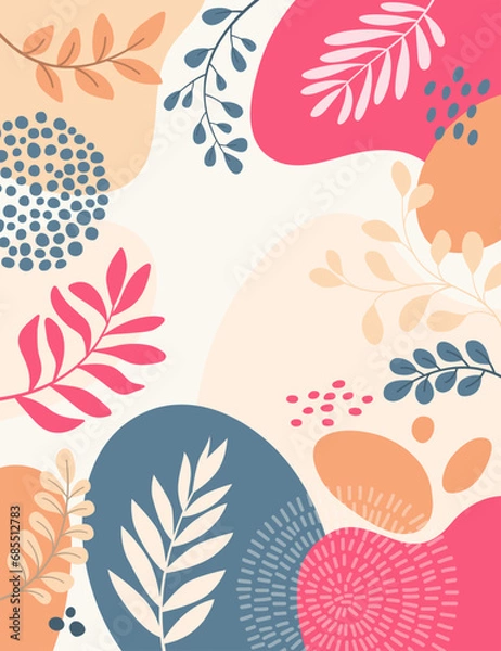 Obraz Design banner frame flower Spring background with beautiful. flower background for design. Colorful background with tropical plants.	