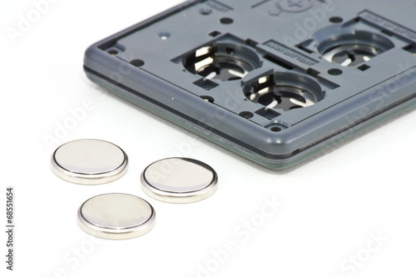 Obraz Lithium batteries on white background