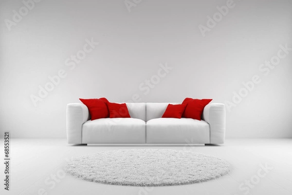 Obraz White couch with red pillows