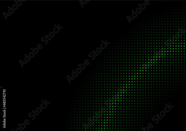 Fototapeta The black background has a curved dark and light gradient green graphic pattern. Can be used to design media
