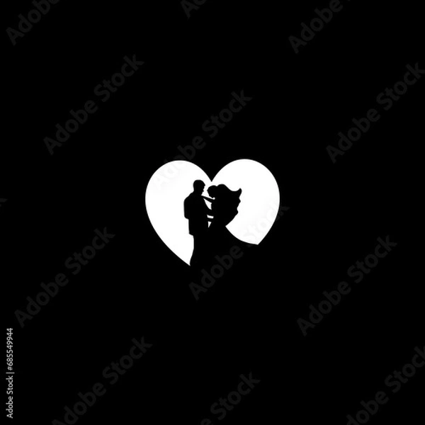 Obraz logo icon weeding couple vector black