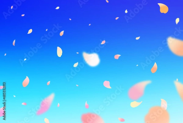 Fototapeta 背景素材_花吹雪_カラフル_ピンク_空