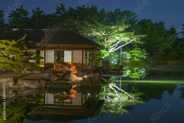 Obraz 秋の夜の栗林公園-水鏡3