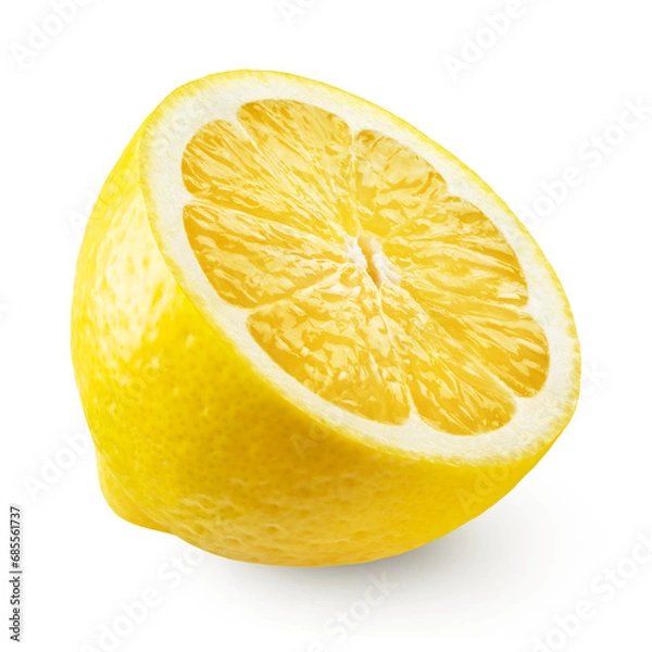 Fototapeta Lemon isolated. Ripe half of a lemon on a transparent background.