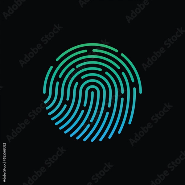Fototapeta Simple fingerprint logo icon vector.