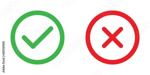 Fototapeta tick and cross icon set