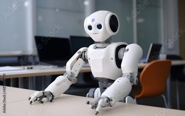 Fototapeta A robot designed to assist students with their homework, Generative AI