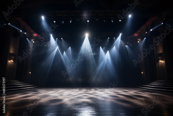 Obraz Empty Stage Lit by Spotlights Before Performance