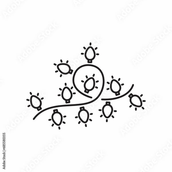 Obraz Christmas lights thin line icon, christmas and new year, festive light sign