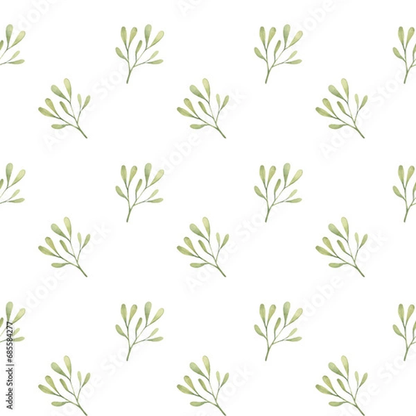 Obraz Botanical seamless pattern with Mistletoe branches.