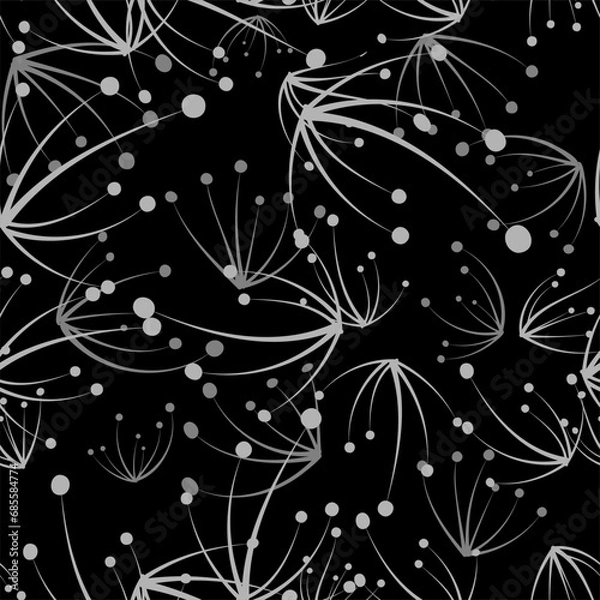 Fototapeta Dandelions in abstract style on light background. Beautiful abstract pattern with dandelions for decoration design.