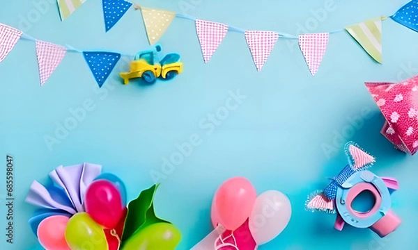Obraz card with balloons with blue background