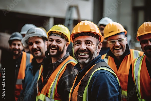 Obraz Smiling construction workers