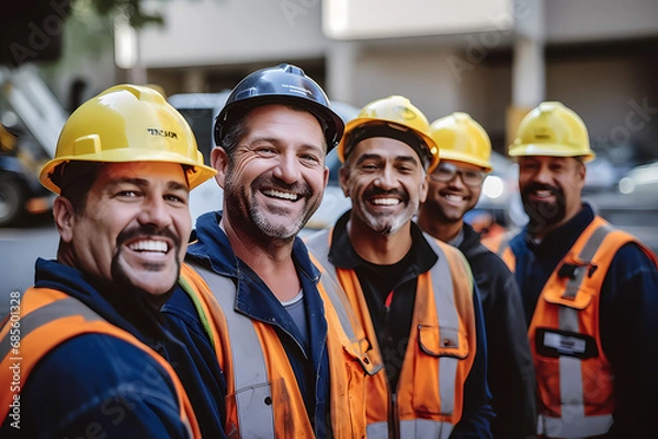 Obraz Smiling construction workers