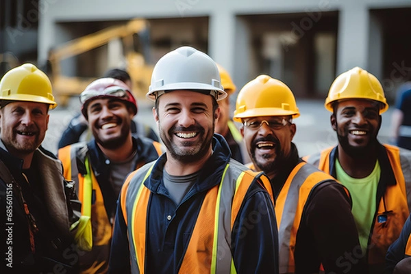 Obraz Smiling construction workers