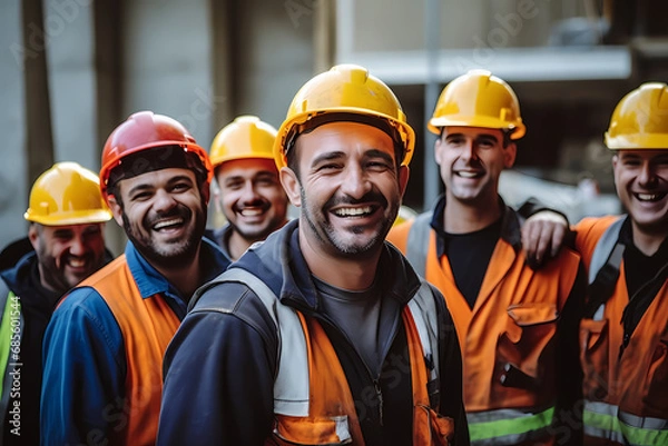 Obraz Smiling construction workers