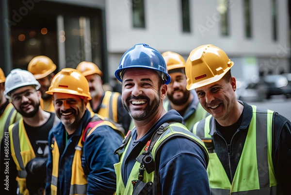 Obraz Smiling construction workers
