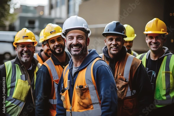 Obraz Smiling construction workers