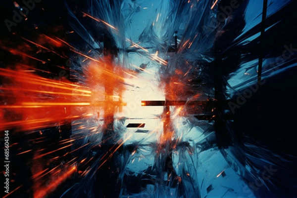 Fototapeta Abstract representation of magnetic fields visualized through experimental photography techniques, creating a dynamic and visually intriguing composition.