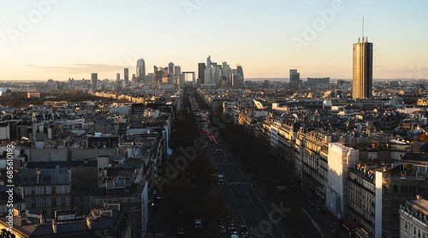 Obraz Panorama of Paris with La defense, business disctrict