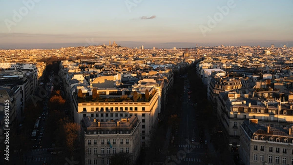 Obraz Paris at sunset from above with sight on the Sacré-Cœur Basilica