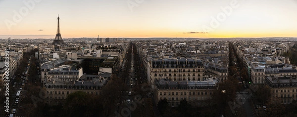 Obraz Paris panorama, capital of France, at sunset and view on the Eiffel Tower