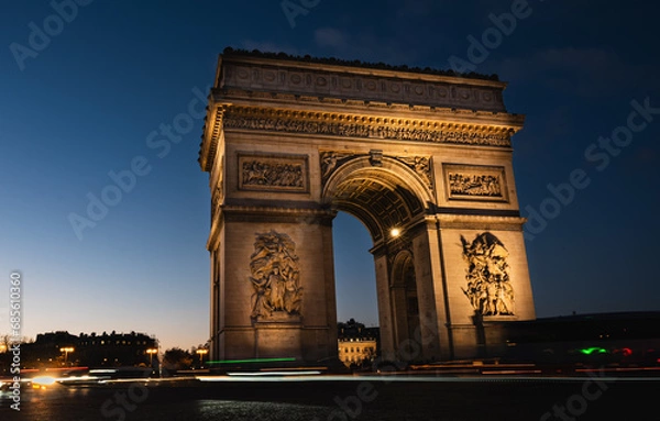 Obraz Arc de Triomphe, Paris, long exposure during blue hour
