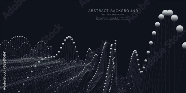 Fototapeta Abstract background waves graphs from sphere and lines on poly grid. Technology wireframe helix concept in virtual space. Big Data. Banner for business, science and technology data analytics.