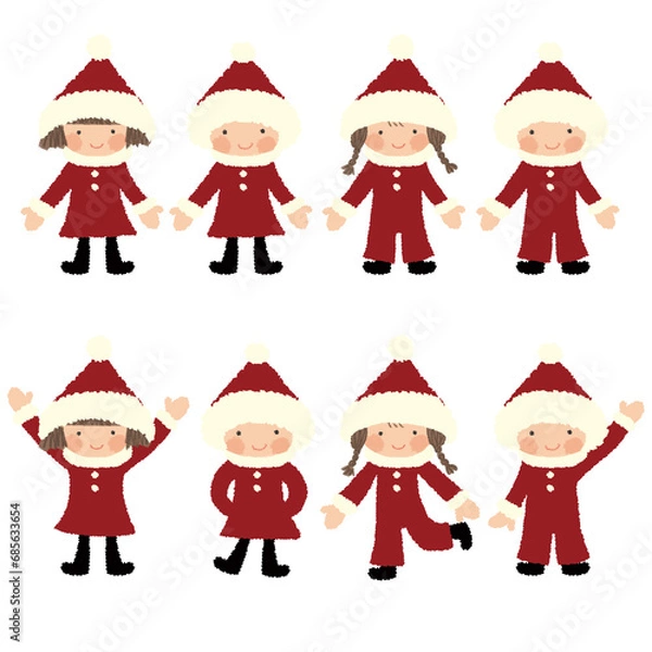 Fototapeta クリスマス、サンタコスチュームの子供