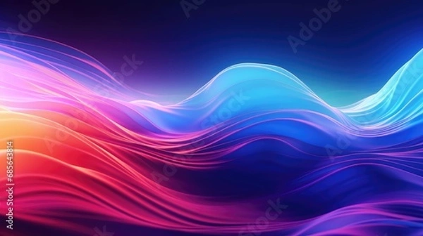 Fototapeta Neon Waves Background, Generative Ai