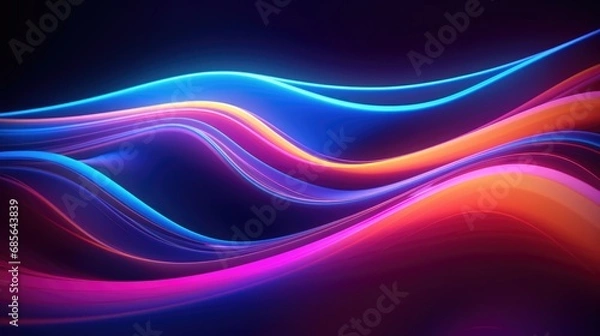 Fototapeta Neon Waves Background, Generative Ai