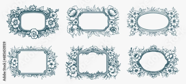Fototapeta Vintage Ornamental Label Frames Collection. Classic Decorative Borders and Retro Badge Elements