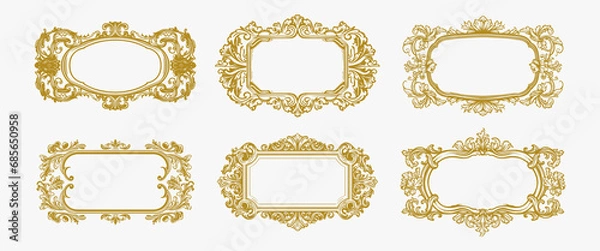 Fototapeta Vintage Ornamental Label Frames Collection. Classic Decorative Borders and Retro Badge Elements