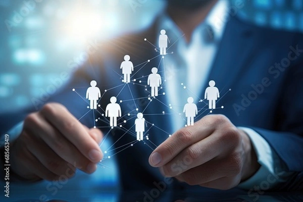 Fototapeta Businessman Analyzing Data Company Growth Projection Long Term Growth Strategy Human Management Visionary