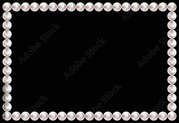 Fototapeta Pearl square frame. 
Pearl frame isolated on black background. Vector elements for wedding decoration, banners, cards, invitation. Elegant  pearl frame. 