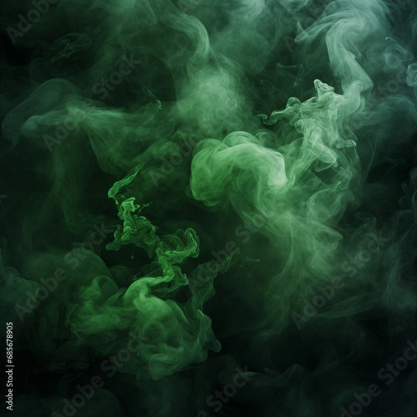 Fototapeta Image of green smoke on black background, for wallpaper use
