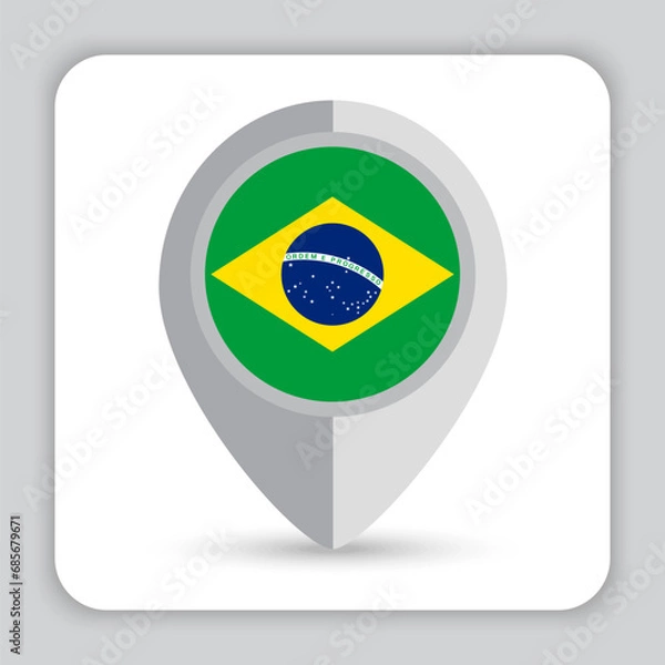 Obraz Brazil Flag Pin Map Icon