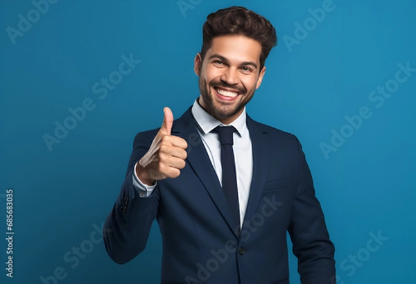 Fototapeta Portrait of satisfied businessman